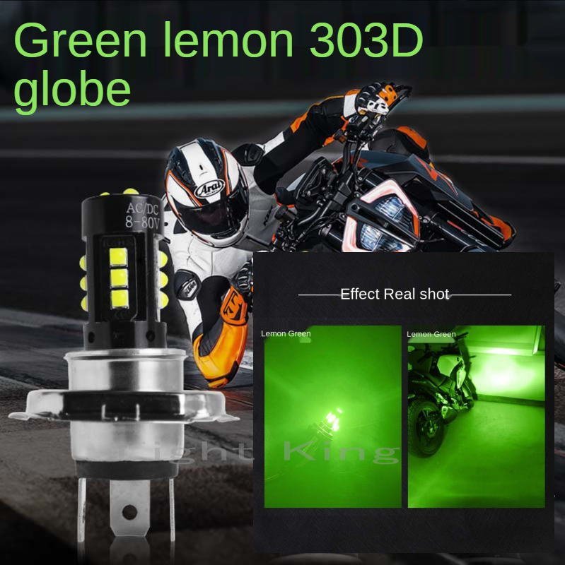 H4 Hi Lo グリーン 緑色 ポン付 バイク用 8-80V 15LEDチップ搭載 ヘッドライト GPZ1100/GPZ600/GPZ750/GPZ900R/KLR650/Z1000R/Z1100R_画像1