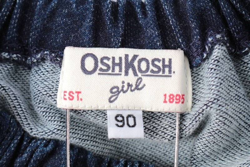 オッシュコッシュ デニムフリルミニスカート ボーダー ウエストゴム 女の子用 90サイズ インディゴ青 ベビー 子供服 OSHKOSH_画像3