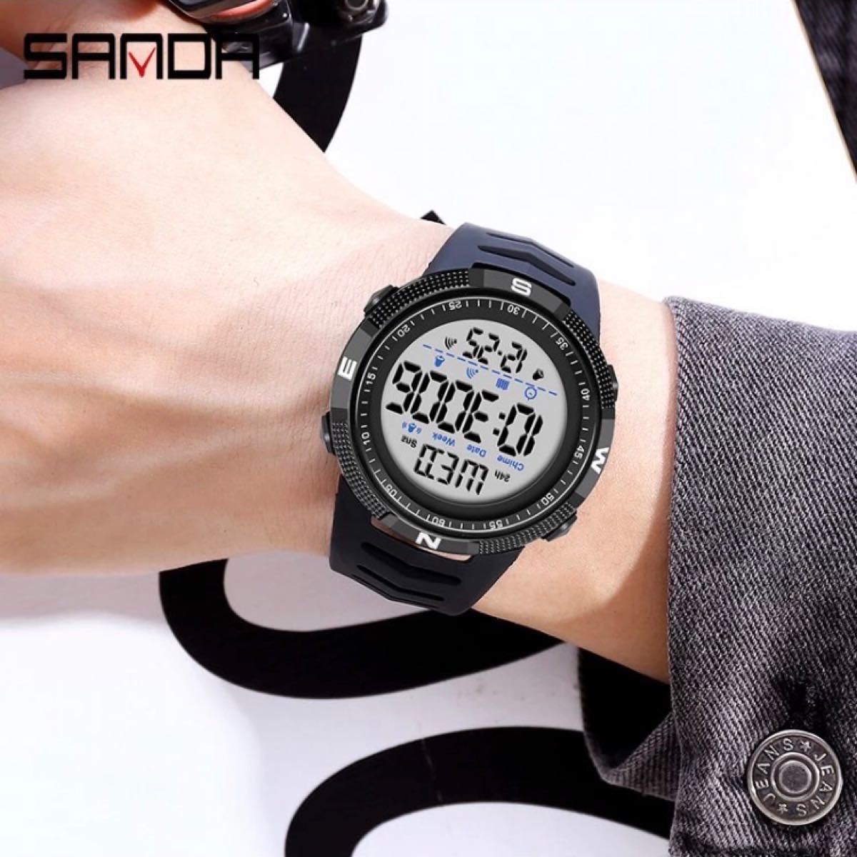 SANDA ミリタリー スポーツ腕時計 メンズ時計ファッションブランド デジタル腕時計