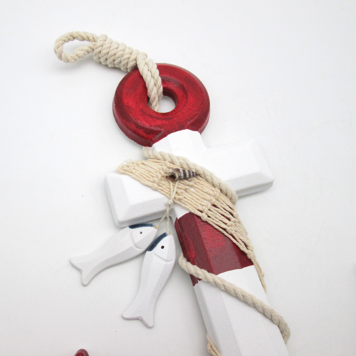  ornament objet d'art marine manner squid li type fish shell hitote net wooden ( red )