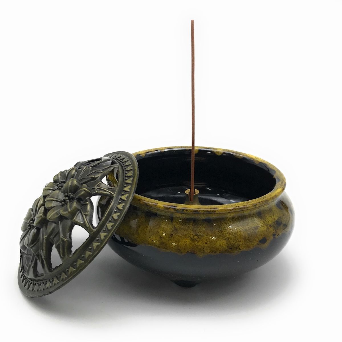  censer antique modern manner Schic . color tone ceramics made cover fragrance establish attaching ( yellow )