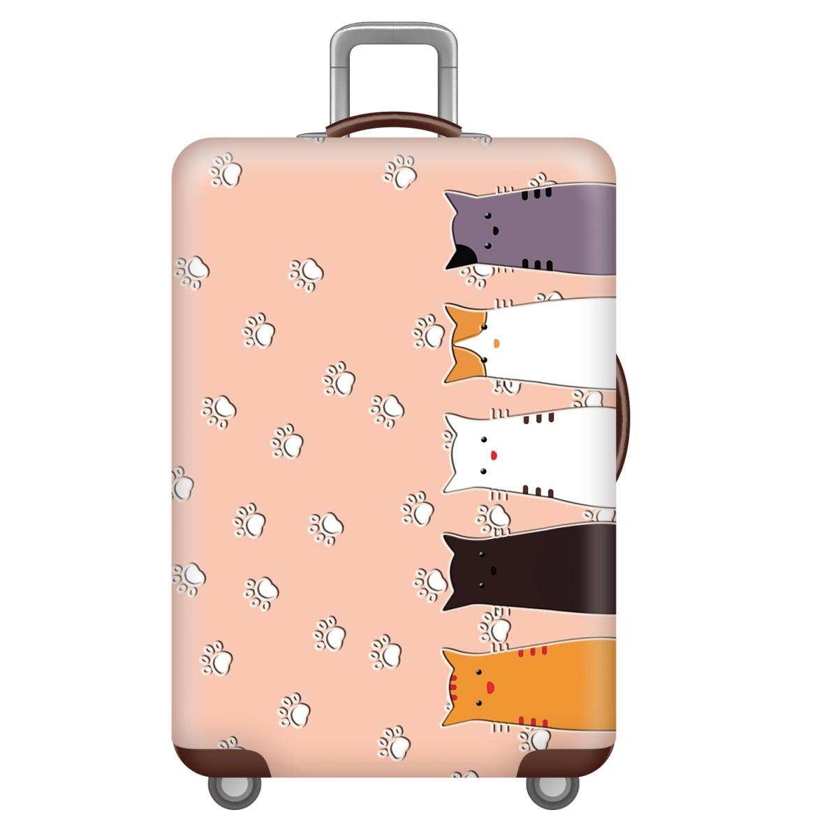 スーツケースカバー かわいい5匹の猫 肉球 イラスト プリント (M)_画像1