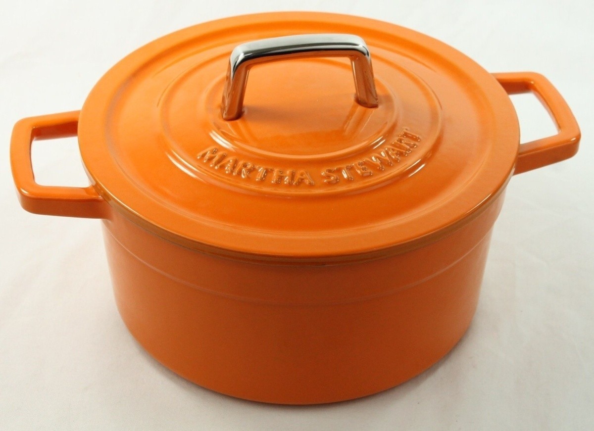 マーサ・スチュワートコレクション エナメル 鋳鉄 丸型 キャセロール 3Qt (オレンジ) 並行輸入品