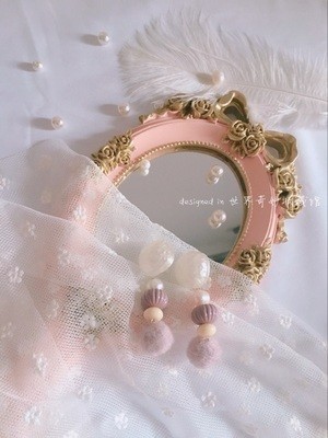  hand-mirror pastel color ribbon attaching antique manner ( pink )