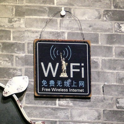 インテリアボード Wi-Fi ビンテージ風 自由の女神 英語 中国語 2枚セット_画像2