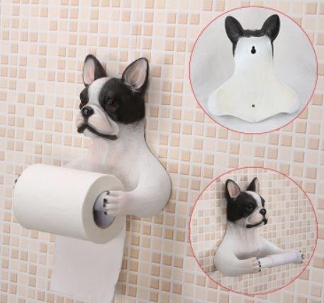 トイレットペーパーホルダー リアルな犬 わんこ (フレンチブルドッグ×ブラック)_画像3