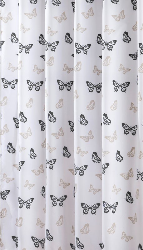 シャワーカーテン シック たくさんの蝶々 バタフライ_画像1