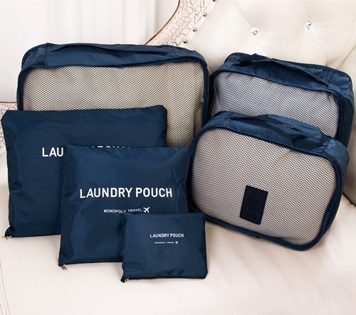  storage pouch storage case mesh simple 6 sack set ( navy )