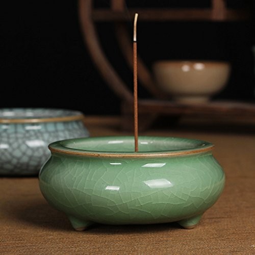  censer . incense stick establish simple Japanese style ceramics made ( light green × crack pattern )