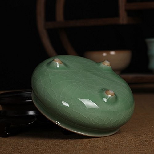 香炉 お線香立て シンプル 和風 陶器製 (ライトグリーン×ひび割れ模様)_画像4