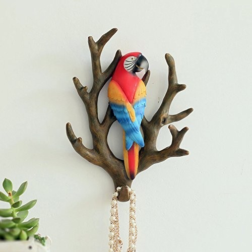  ornament objet d'art hook attaching Nankoku manner branch .... parrot ( Brown × red )