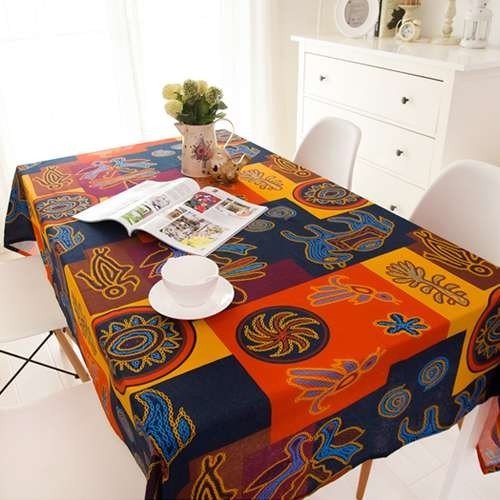  tablecloth old fee writing Akira manner sun large pattern race manner cotton flax .( rectangle A 140×180cm)