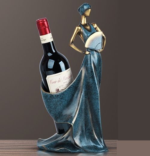  wine bottle holder fan . hold long dress. woman Europe manner ( blue )
