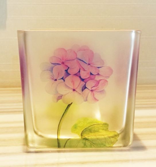 キャンドルホルダー ミニフラワーポット すりガラス風 植物のイラスト 3個セット (あじさい)_画像5