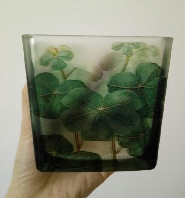 キャンドルホルダー ミニフラワーポット すりガラス風 植物のイラスト 3個セット (和風リーフ)_画像3