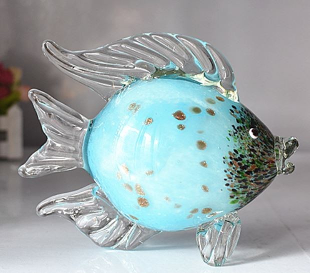 置物 熱帯魚モチーフ 美しい透明感 ガラス製 (バイカラー, ブルー)_画像2