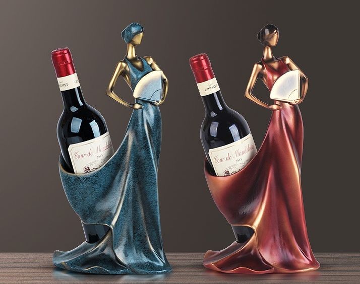  wine bottle holder fan . hold long dress. woman Europe manner ( blue )