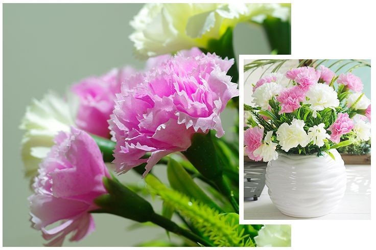 造花 カーネーション 2色 波の模様の花瓶入り 陶器製 (ピンク×ホワイト)_画像4