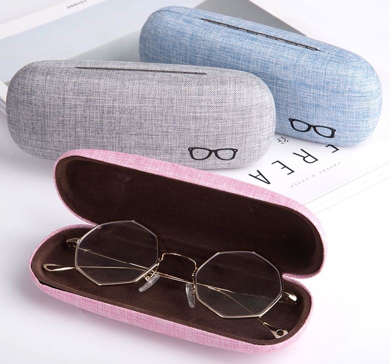  glasses case linen manner. cloth-covered small glasses. motif simple pouch & Cross attaching ( gray )
