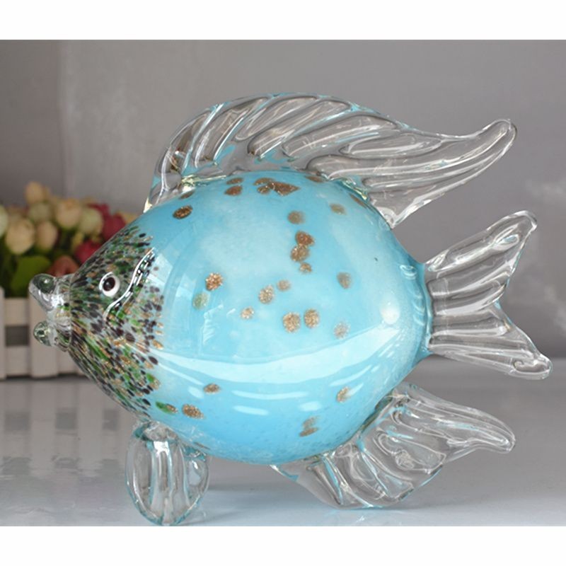 置物 熱帯魚モチーフ 美しい透明感 ガラス製 (バイカラー, ブルー)_画像1