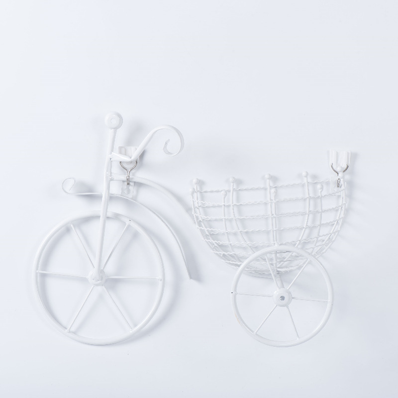 壁掛けオブジェ フラワーポット 自転車型 ワイヤー カントリー風 (ホワイト)_画像2