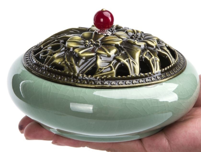  censer ruby. like handle attaching cover peace modern manner ceramics made fragrance establish attaching ( green )