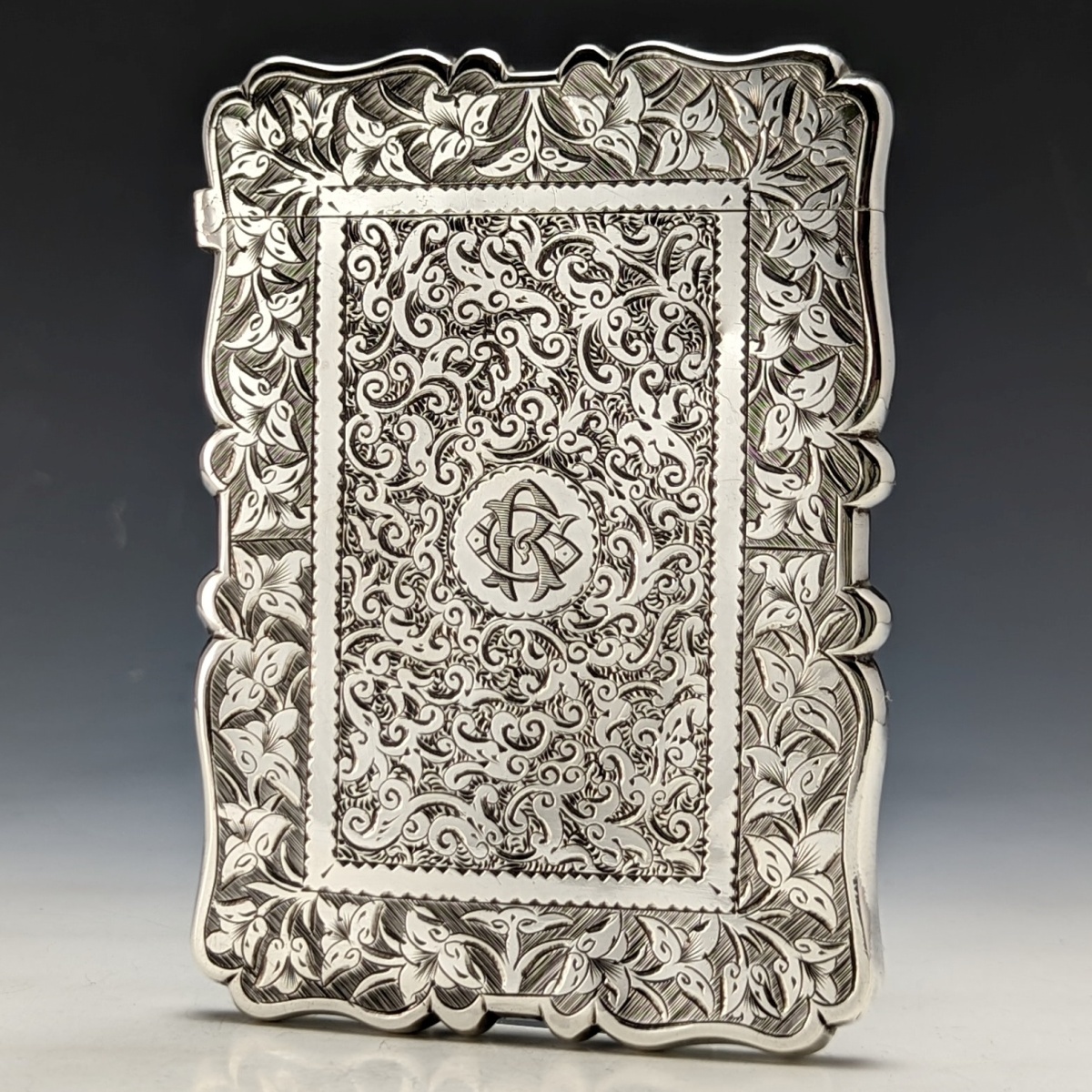 1877年 英国アンティーク 純銀（925シルバー）カードケース 62g Frederick William Bauer