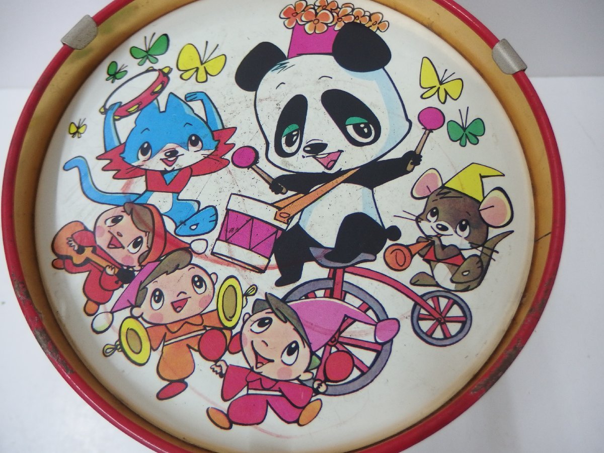 8#/Zk2420 clover Panda drum futoshi hand drum Showa Retro 