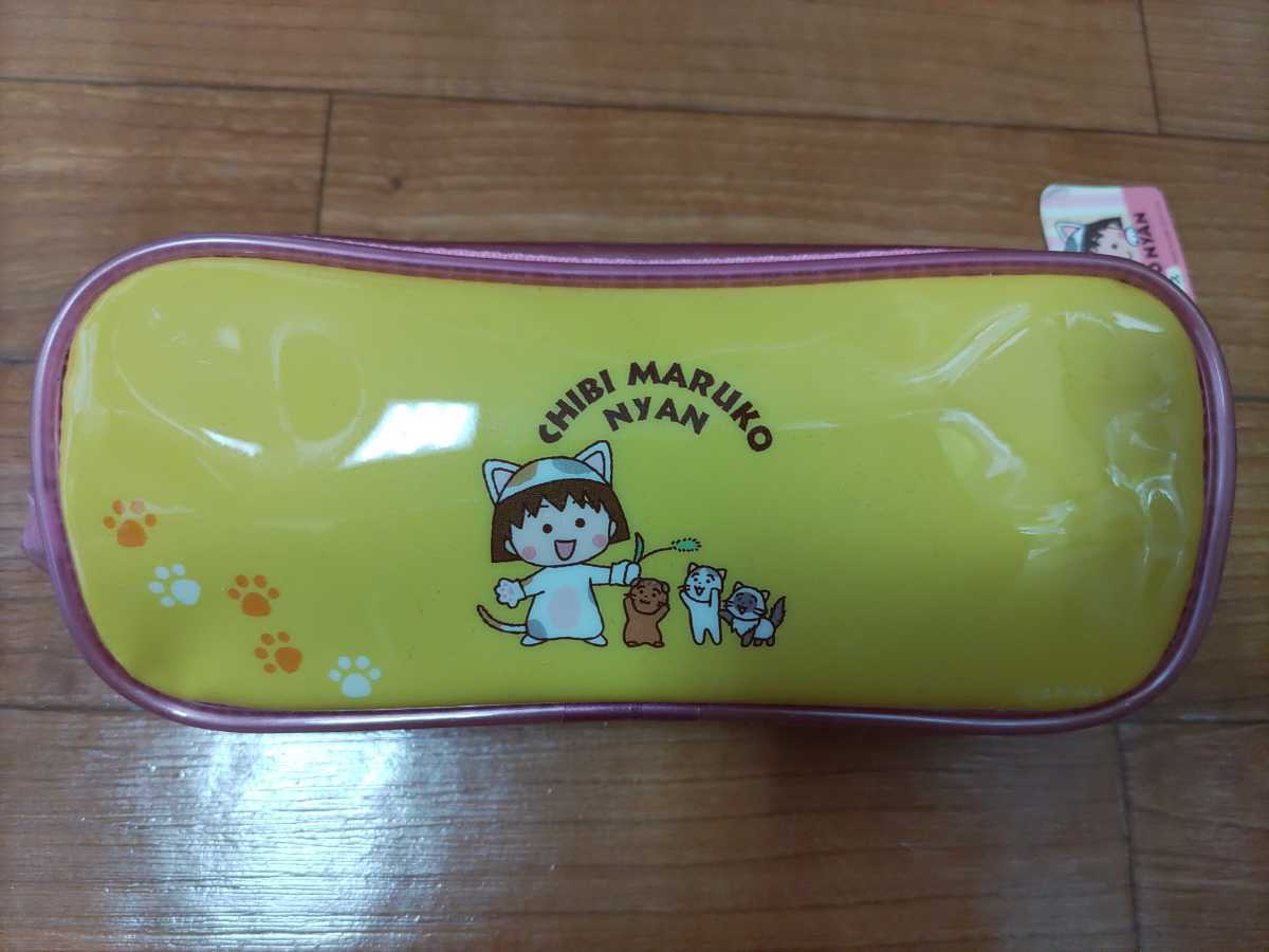 Y712: ちびまる子ちゃん　ペンケース/オレンジ　ちびまる子にゃん　新品未使用_画像2