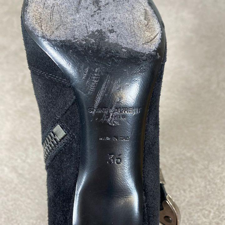 Saint Laurent サンローラン ブーツ ヒール ブラック ベルト 銀 ccorca.org