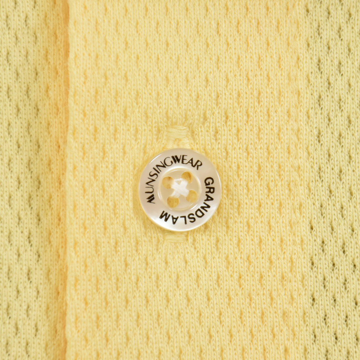 送料300円│Munsingwear マンシングウエア ゴルフ ロゴ刺繍 半袖 ポケット ポロシャツ 黄色 メンズ S