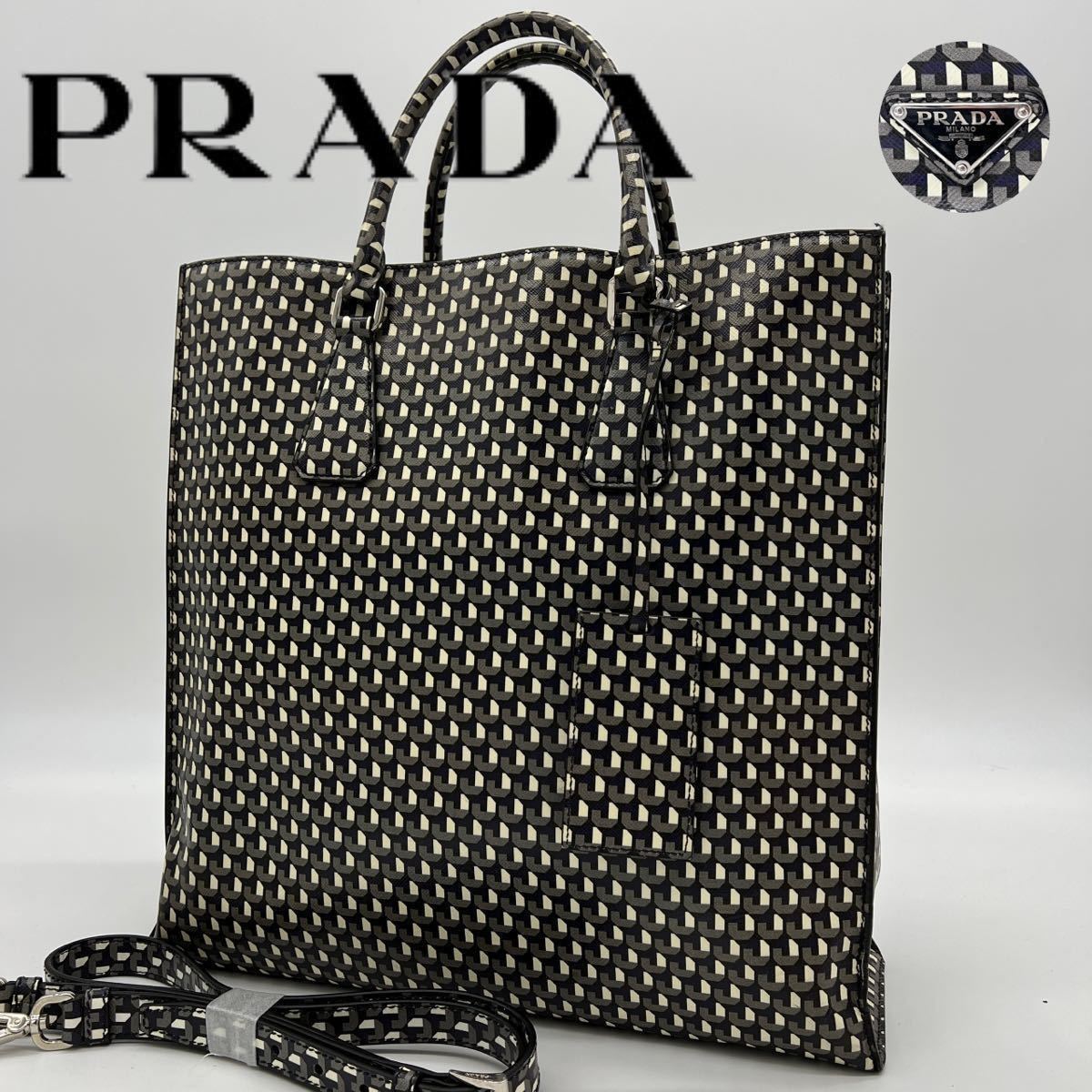 大人気新品 PRADA プラダ 2way ビジネスバッグ サフィアーノ ブラック