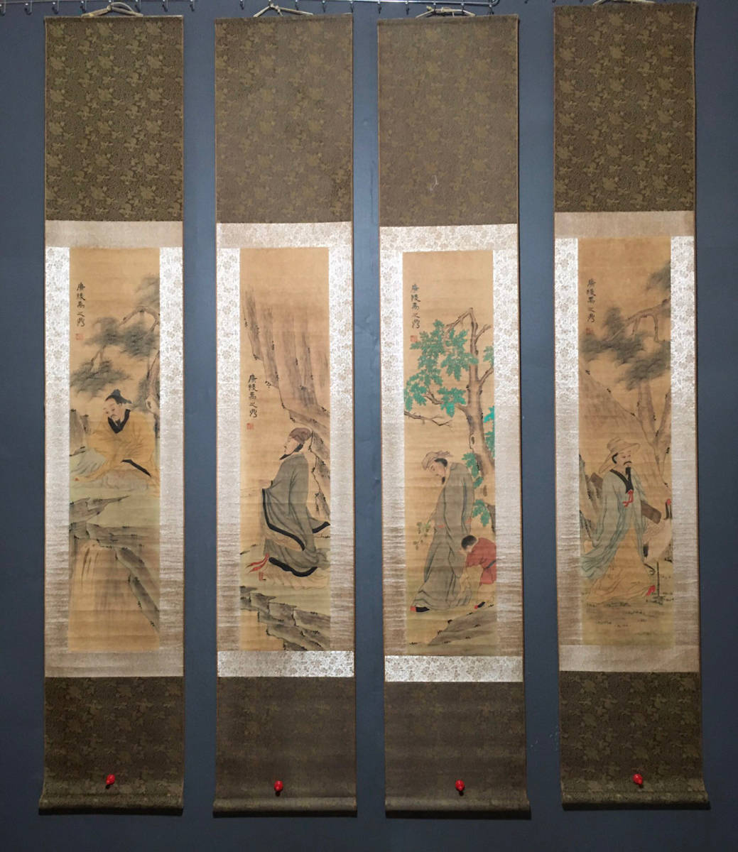 完璧 旧家蔵出 屏风時代品 古美術品 骨董品和室 4段 棚/ラック | 旧家