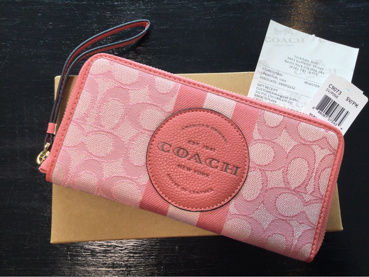 新作 新品 COACH コーチ 財布 長財布 デンプシー ピンク pink ウォレット シグネチャー