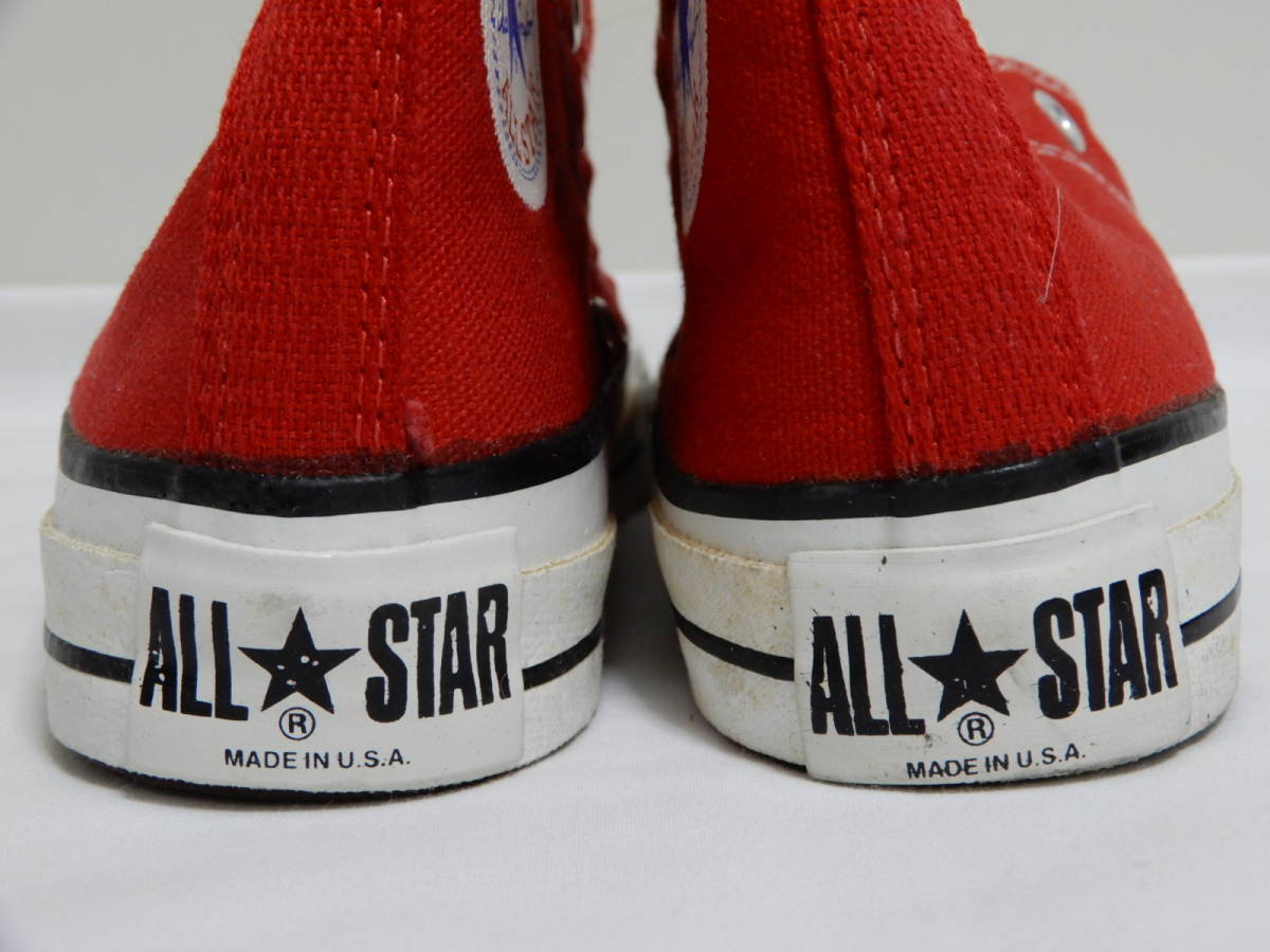 80\'s Vintage!! USA made CONVERS/ Converse ALLSTAR/ all Star is ikatto block Logo US3(21.5.) red dead stock 