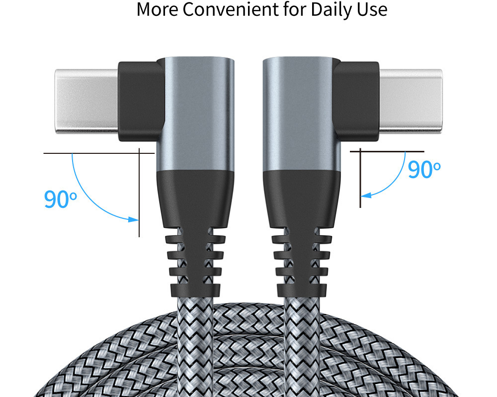 USB TypeC 充電ケーブル L字 3ｍ QC3.0 60W 3A ブラック