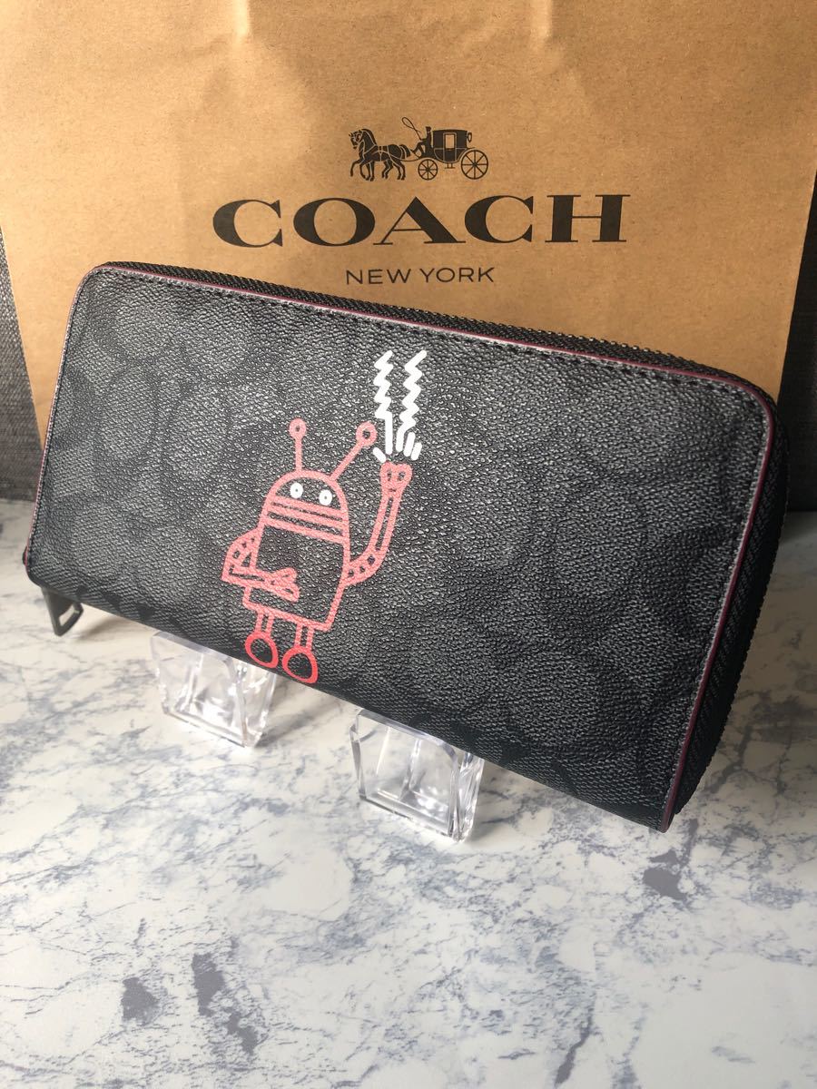 新品　大人気　残り１つ　COACH 財布　キースヘリング　コーチ　グレー　長財布