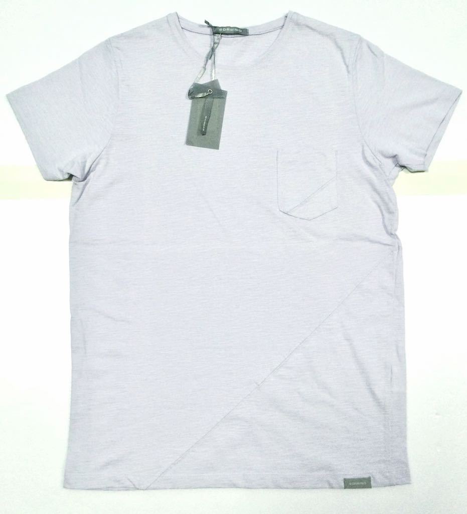 8.5@ 新品「SORBINO」“ME6336SC” ラインデザイン クルーネック 半袖 Tシャツ White-Gray SIZE:S_画像1