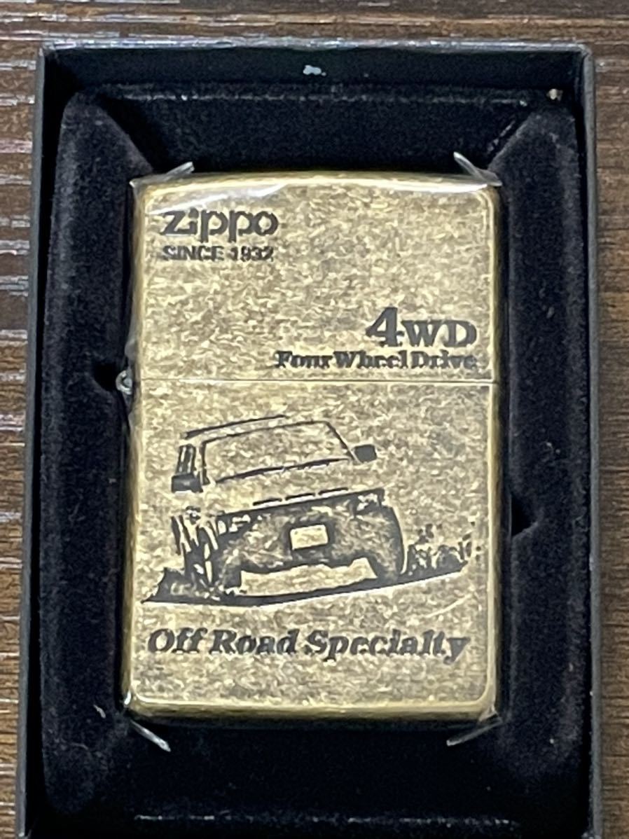 zippo Off Road Specialty 4WD ゴールド ダスト 年代物 1994年製 SINCE 1932 Four Wheel Drive シルバーインナー 1993年製 ケース 保証書_画像1