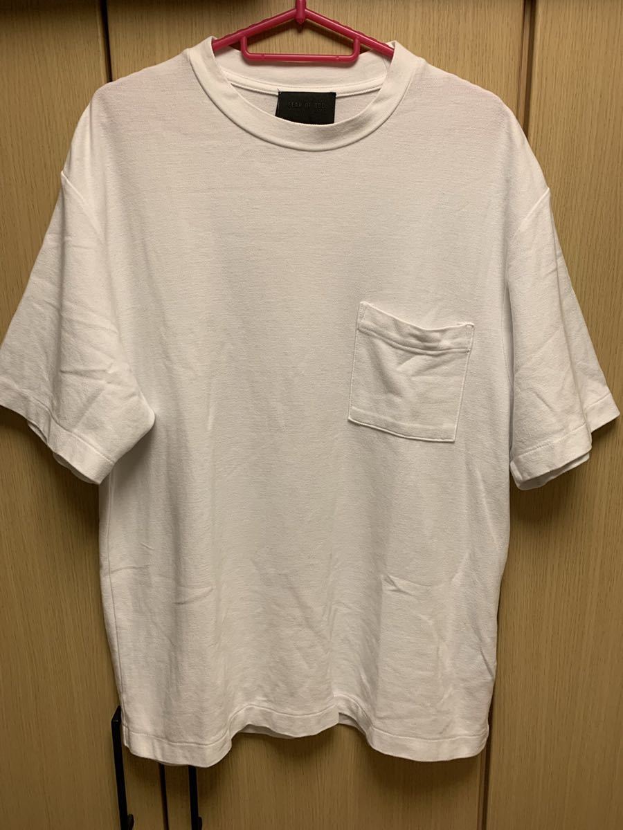 国内正規 20SS FEAR OF GOD フィア オブ ゴッド SEVENTH COLLECTION ロゴ パッチ 胸ポケット Tシャツ 白 XS RN 139190 FG50-039 PIQ_画像1