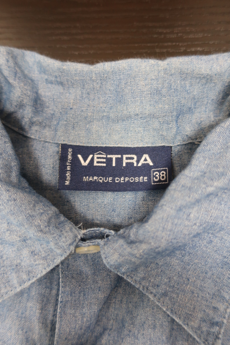 フランス製 VETRA コットン リネン シャンブレー ワーク シャツ 38 メンズ A2106-153の画像5