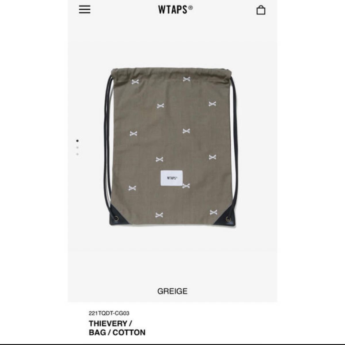 WTAPS 22SS THIEVERY / BAG / COTTON グレージュ | no-sweat.com.co