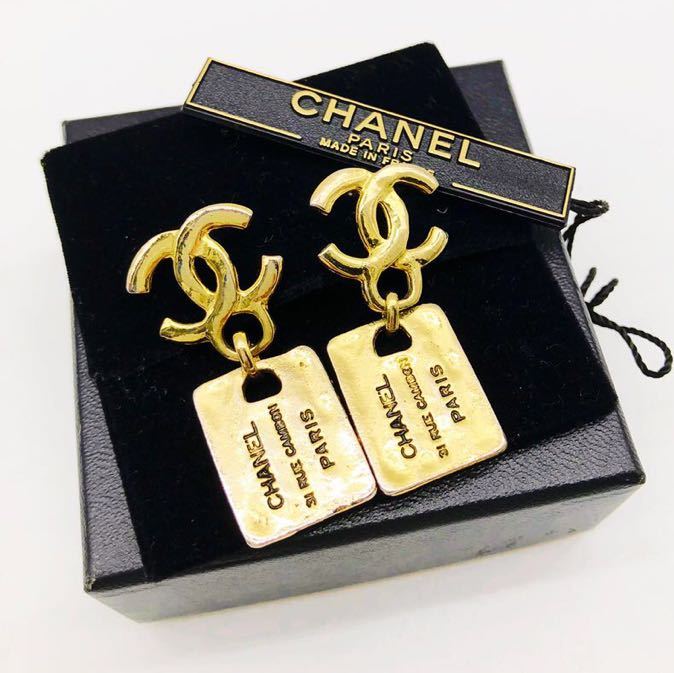 華あるヴィンテージ品◇CHANEL シャネル ピアス カンボンプレート