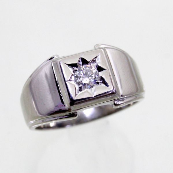 人気 ブランド チェック ◎中古美品◎プラチナ ダイヤ 0.309ct メンズリング 22号 ゴールド