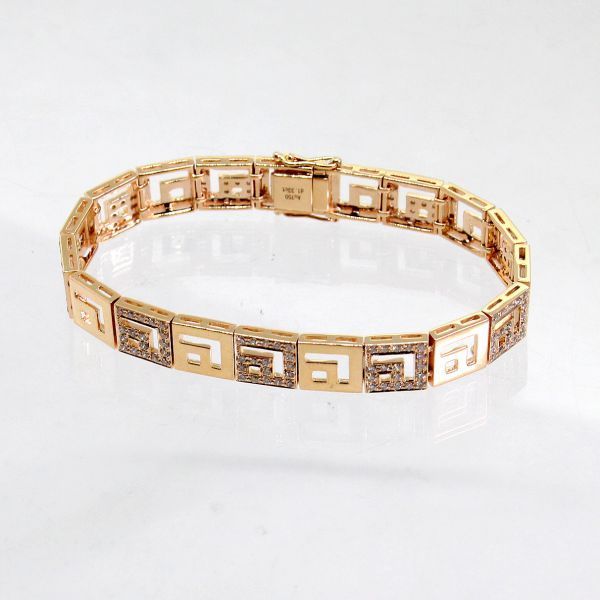 【楽天スーパーセール】 ◎中古美品◎18金PG ダイヤ 1.33ct ブレスレット ダイヤモンド