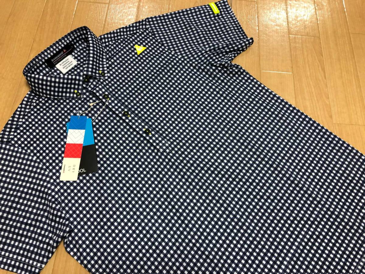 Le coq sportif GOLF(ルコックゴルフ) SUNSCREEN ギンガムチェック半袖ポロシャツ QGMTJA44AT(NV00)Ｍ_画像2