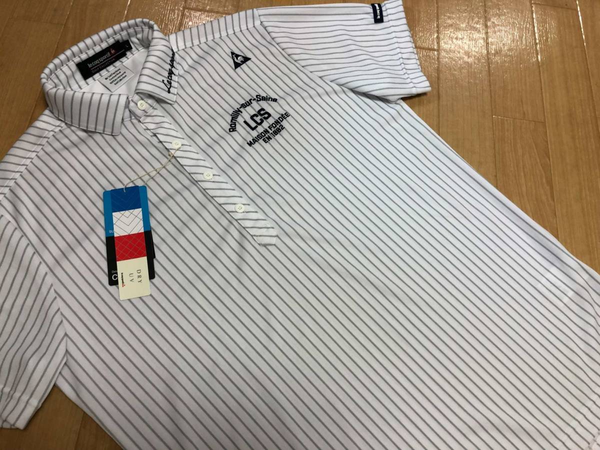 Le coq sportif GOLF(ルコックゴルフ) SUNSCREEN ストライプ半袖ポロシャツ QGMTJA45AT(WHGY)Ｌ_画像2