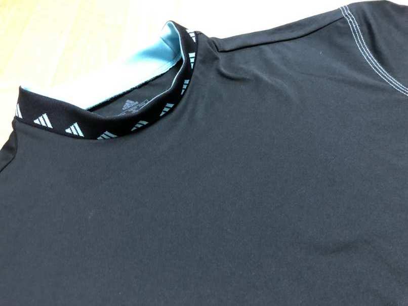 adidas ネックロゴ モックネック長袖シャツ 22645(ブラック)Ｏ_画像1