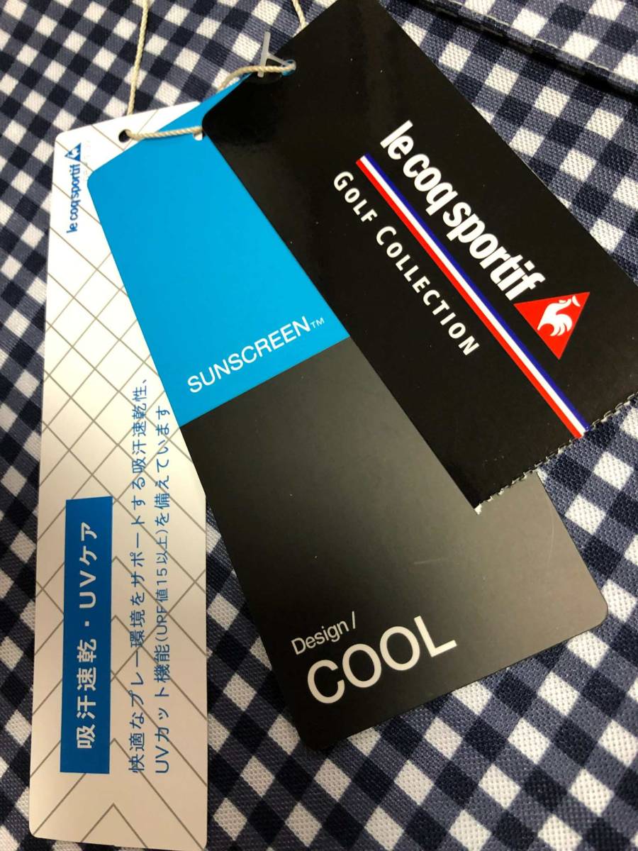 Le coq sportif GOLF(ルコックゴルフ) SUNSCREEN ギンガムチェック半袖ポロシャツ QGMTJA44AT(NV00)Ｍ_画像4