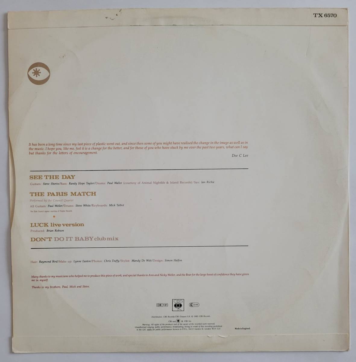 THE STYLE COUNCIL DEE C. LEE レコード 4点 SINGLE A PARIS LONG HOT